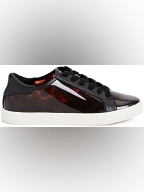 865. NEW Katy Perry Collections Black and Brown Glossy Low-Top Sneakers